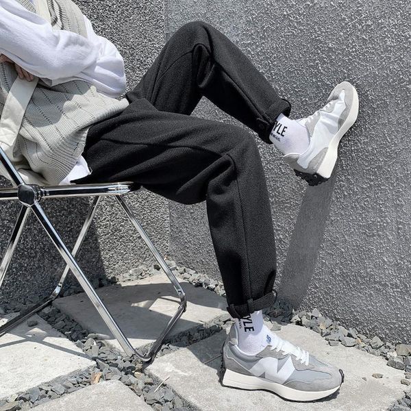 

pr autumn winter thicken black woolen pants for men 2020 korean men's casual harem pants streetwear man trousers1