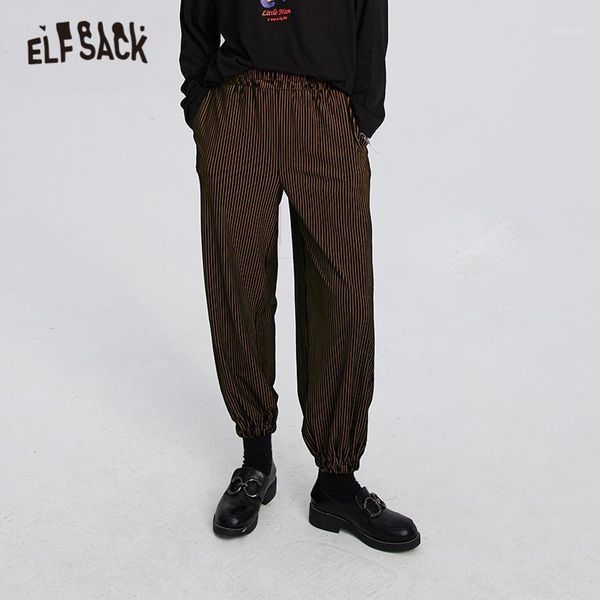 

elfsack colorblock striped straight casual women harem pants,2020 autumn elf vintage elastic waist korean ladies,daily trouser1, Black;white