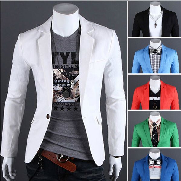 

wholesale-blazer men new fashion stylish men's suit, men's blazer, business suit, formal suit,6 colors size: m--xl-xxl xxxl, White;black