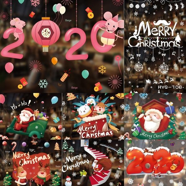 

tnrp8 2020 adhesive paper adhesive paper color window electrostatic sticker l decoration shopping mall window christmas decoration cartoo