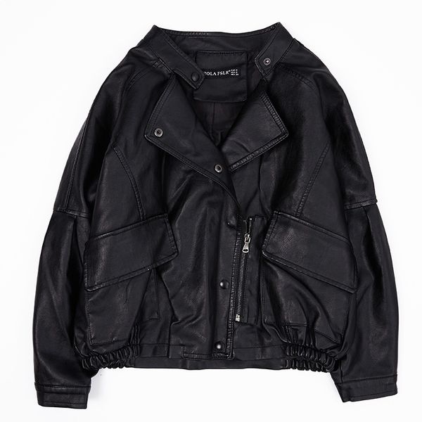 

fall 2021 new from the soft women's leather plutonium jacket high street outerwear thaw, Black