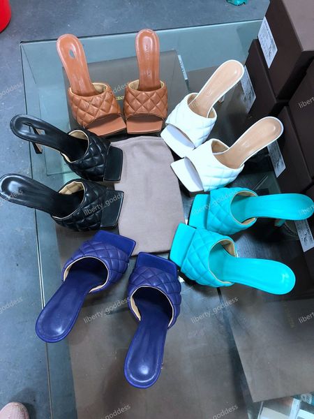 

summer women sandals square toe ladies heel mules thin high heels sandals slippers female luxe fashion woman shoes 9cm, Black