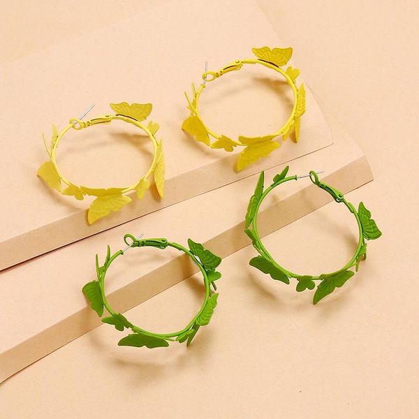 

hoop & huggie european personality ins geometric earrings for women simple trendy spray painting butterfly ear rings earing e579, Golden;silver