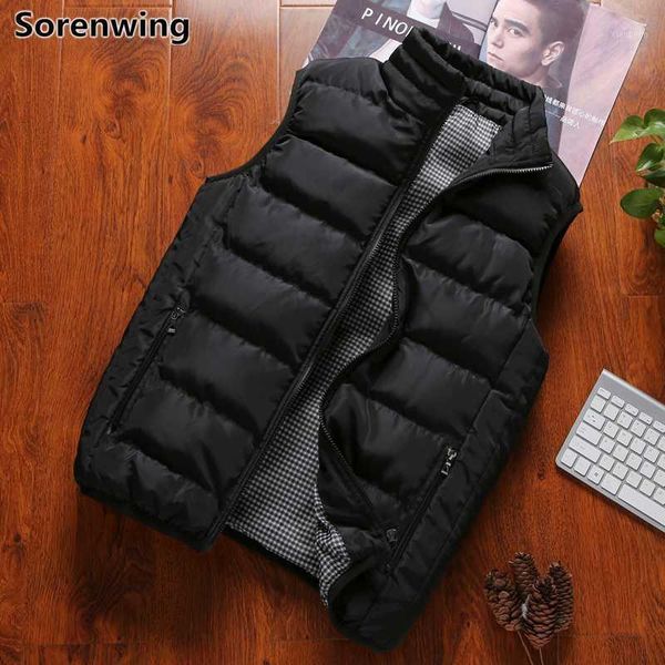 

mens outdoors vests plus size men's work vest without sleeves 2020 casual male waistcoat cotton-padded coats with pockets 5511, Black;white