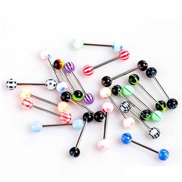 

100pcs/lot body jewelry fashion mixed colors tongue tounge rings bars barbell tongue piercing u27he, Silver