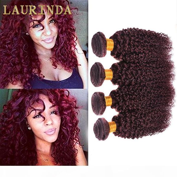 

human remy hair jerry curly indian curly hair 4 bundles extentions burgundy color #99j mixed lengths red 99j hair, Black;brown