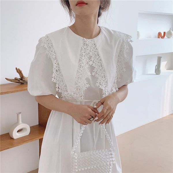 

lace white black dress 2020 summer women vintage 90s elegant fashion party long dress bandage a line korean girls clothes1, Black;gray