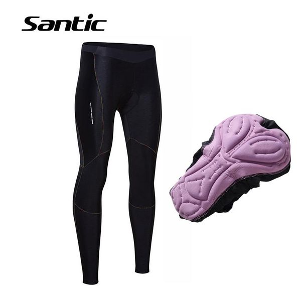 

santic cycling pants women long 4d padded mountain road bike pants breathable quick dry bicycle tights cycling clothing, Black;blue