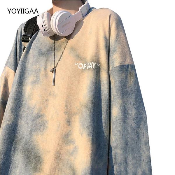 

tie dye women t shirt long sleeve female t-shirts autumn spring ladies tshirt oversize tees harajuku women's t-shirt, White