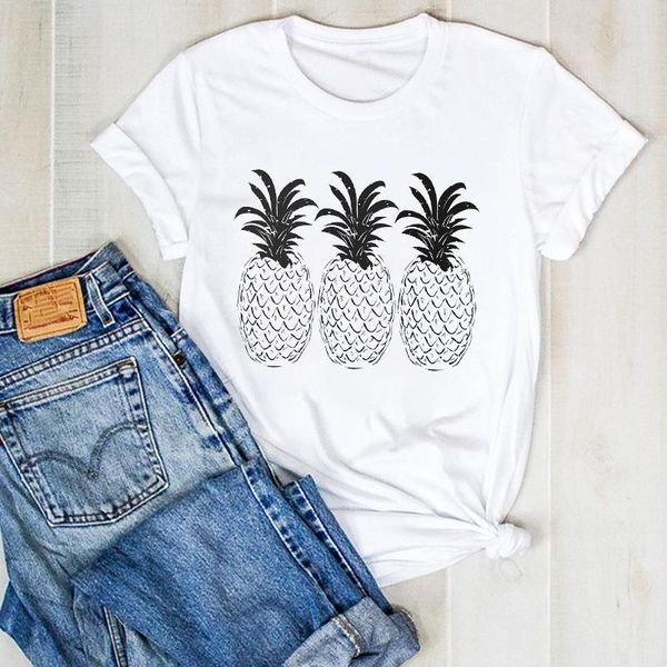 

women pineapple tumblr kawaii simple printing ladies summer t tee tshirt womens female shirt clothes graphic t-shirt, White