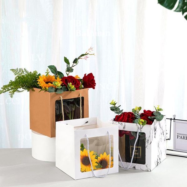 

transparent gift bag flower arrangement pvc tote bag diy valentine's day gift wrap festival decoration supplies1