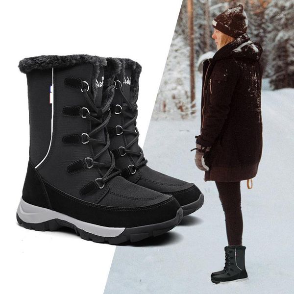 

ankle boots women 2020 winter genuine leather wedges snow boots female lace-up platform fur ladies booties 16211, Black
