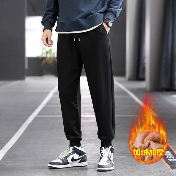 

autumn and winter sports pants men's loose corset leggings casual pants korean version trend versatile plush sports, Black