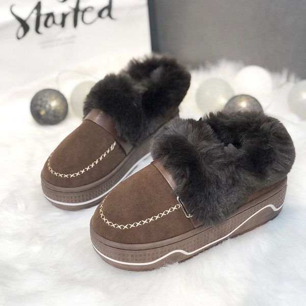

2020 women boots shoes warm plush snow boots suede women shoes with fur ankle warm flock winter woman r11-55, Black
