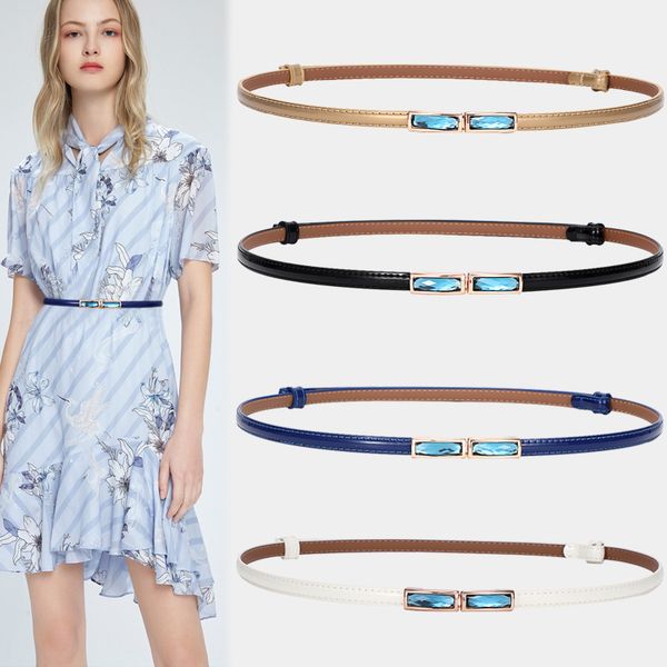 

slim women's fashion versatile, rhinestone decoration skirt, blouse with waistband ins wind small belt waist chain, Black;brown