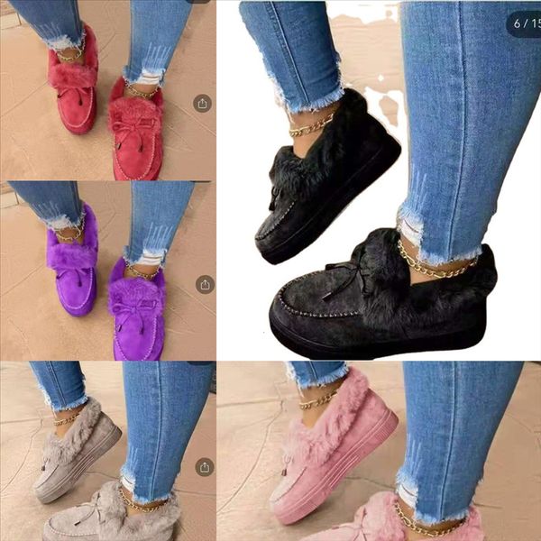 

r6kre women snow boots slippers winter cotton men soft mop warm yarn shoes home slippers non-slip plush plus velvet cotton shoes house, Black