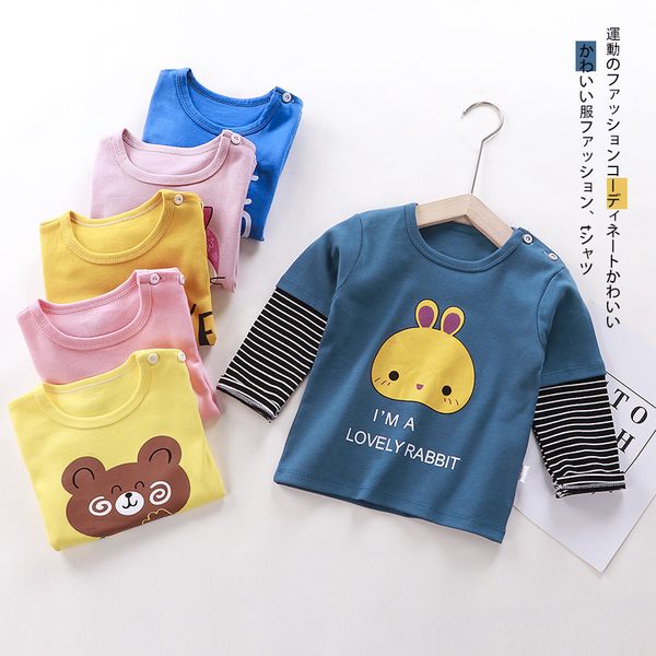 

children's clothing kids clothes boys 2020 long sleeve t-shirt pure cotton girls autumn sweater tee shirts wholesale, Blue;gray