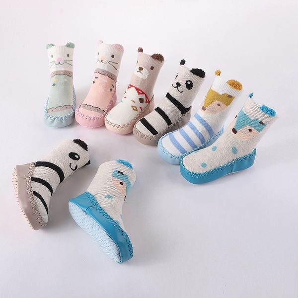 

kids toddler baby girls boys cartoon animal thick warm anti-slip socks slippers y201009, Pink;yellow