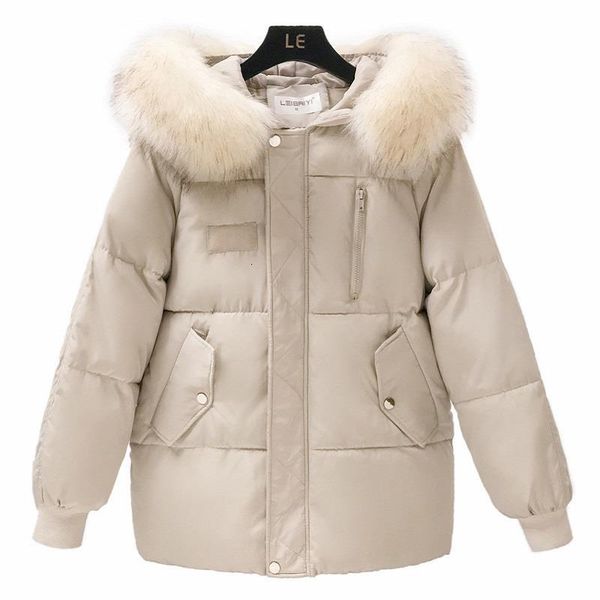 

2020 hooded winter coat women long sleeve female short warm woman jacket cotton parkas casual loose outwear korean coat, Black