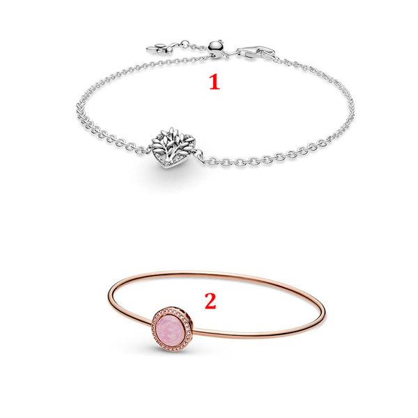 Gioielli di design Bracciale in argento 925 con ciondolo perline adatto per Pandora Nuovo prodotto Cuore d'amore Modello rosa Bracciali con diapositiva Perline Charms in stile europeo Perline di Murano