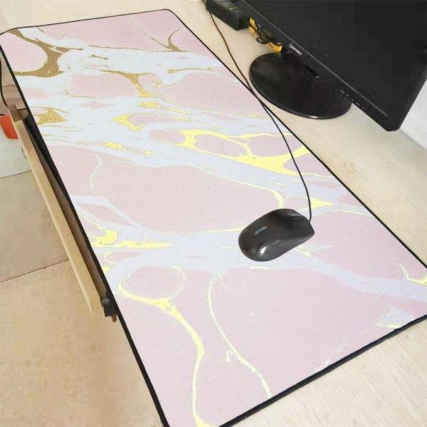 

xgz golden pink marble large gaming mouse pad lock edge mouse mat keyboard pad desk mat for lapcomputer gamer mousepad xxl