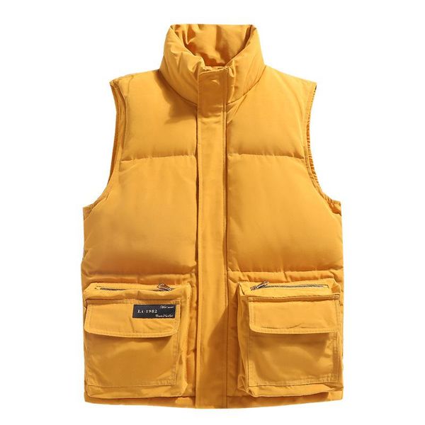 

2020 autumn men' sleeveless vest jackets fashion male cotton-padded vest coats men stand collar warm waistcoats clothing,9322, Black;white