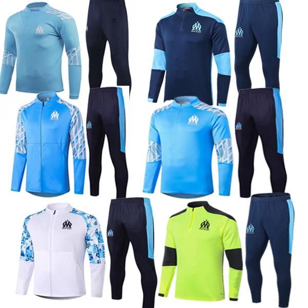

2020 2021 olympique de marseille men football training suits 20 21 marseillesurvetement soccer tracksuit maillots de foot chandal kit, Black