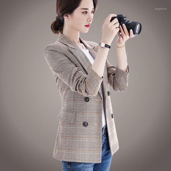 

women's suits & blazers small suit female jaet 2021 autumn vintage lattice british wind fashion casual business wear plaid coat5041, White;black