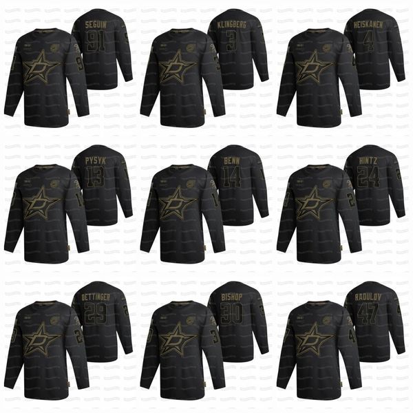 

womens dallas stars 2020 salute to service jersey joel kiviranta jamie benn tyler seguin radulov heiskanen pavelski bishop khudobin, Black;red