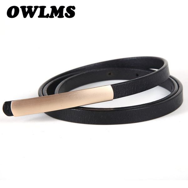 

100% genuine leather belts lady thin belt cowhide women belts cowskin luxury gold long buckle dress decorate party t200411, Black;brown