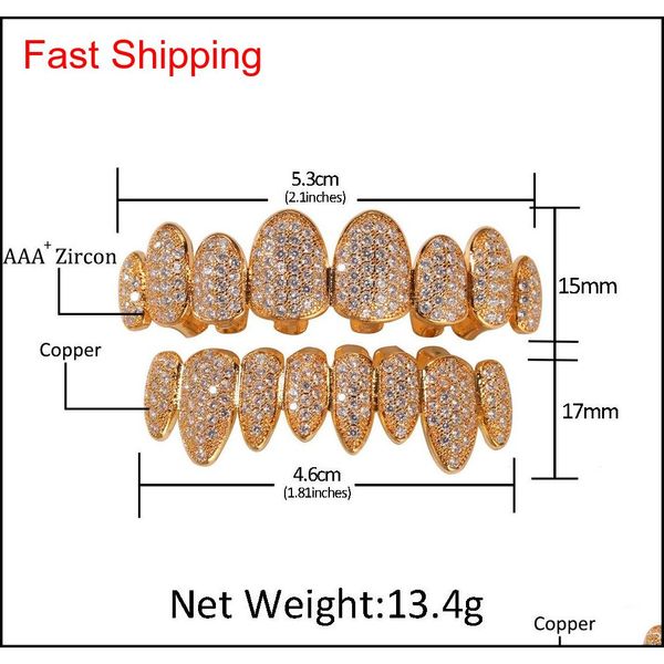 

fashion hip hop/punk teeth grillz set gold silver irregular 8-tooth canines with zircon teeth grillz wo qylowm new_dhbest