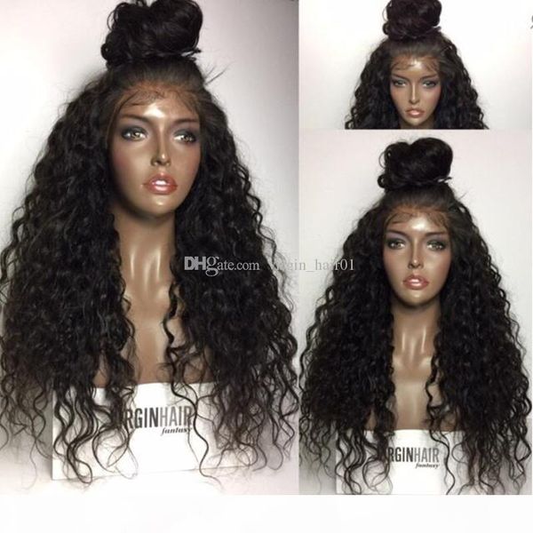 

brazilian human hair full lace wigs virgin hair deep wave glueless full lace wigs for black women lace front wigs with baby hair, Black;brown