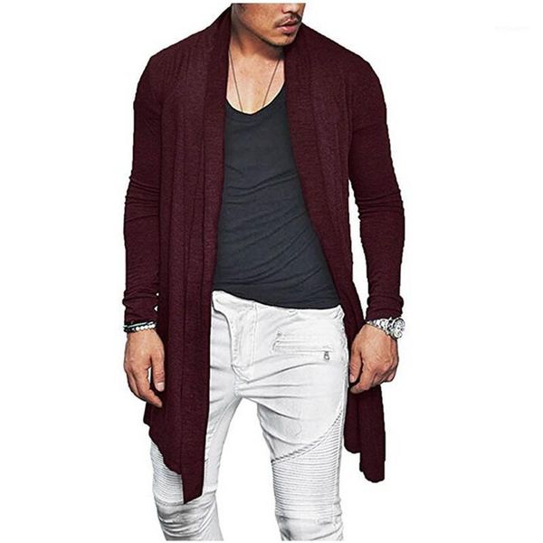 

mens coats and jackets 2019 men's autumn new long solid color long sleeved cardigan cape men jacket1, Tan;black