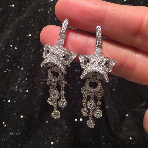 

2021 new designer jewelry chinese earrings female unicorn beast copper coin s925 silver needle tassel cute animal new year earrings, Golden