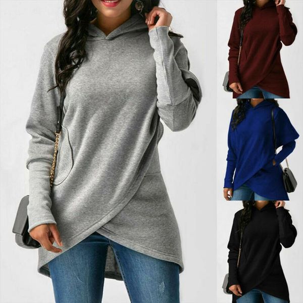 

womens hooded sweatshirt hoodies dress long sleeve pullover jumper girl autumn winter casual party long sleeve, Black