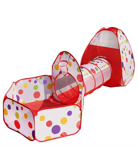 

indoor outdoor play house play tent foldable portable tunnel three piece set with basket ball pool pitstoys for children kids wmthhx