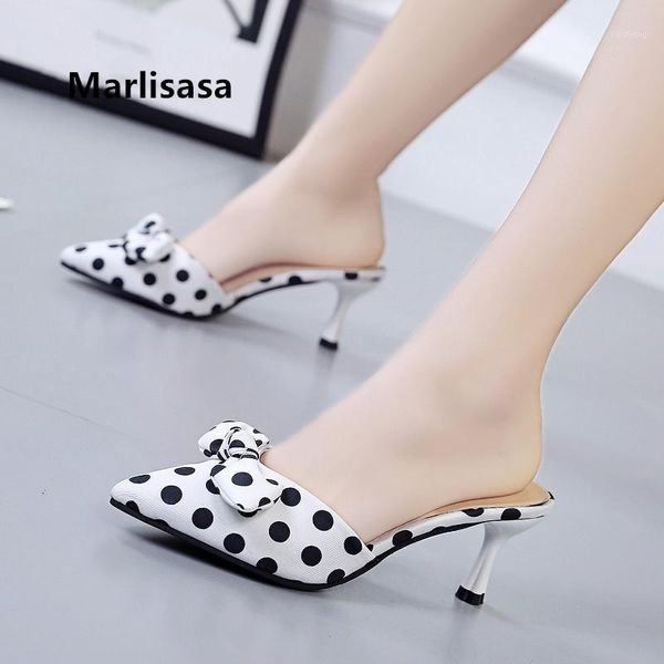 

marlisasa femmes hauts talons women fashion navy blue bow tie slip on high heel shoes ladies casual spring stiletto h5219b1, Black