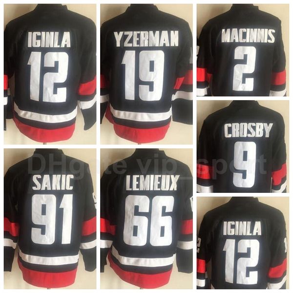 

team retror hockey 9 sidney crosby jerseys vintage 19 steve yzerman 33 patrick roy 88 eric lindros 99 wayne gretzky, Black