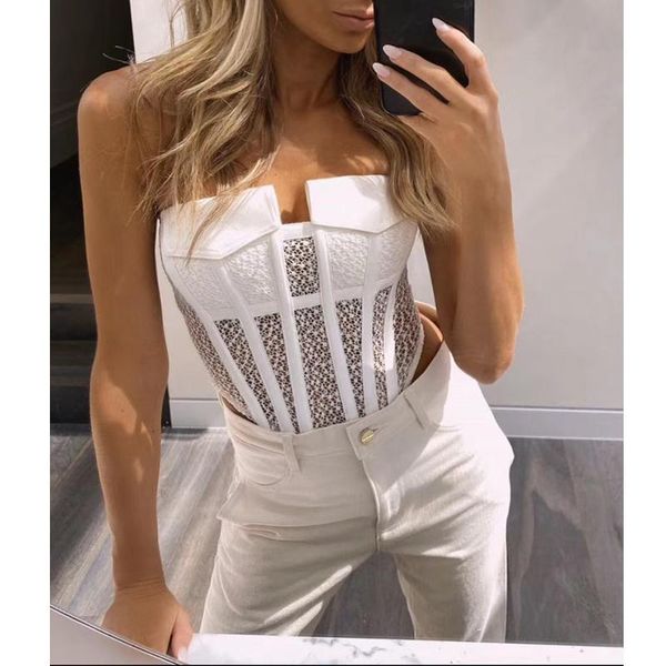 

7.9 women camis backless lace tube camis fashionable hollow out crop tank autumn 2020 new, White