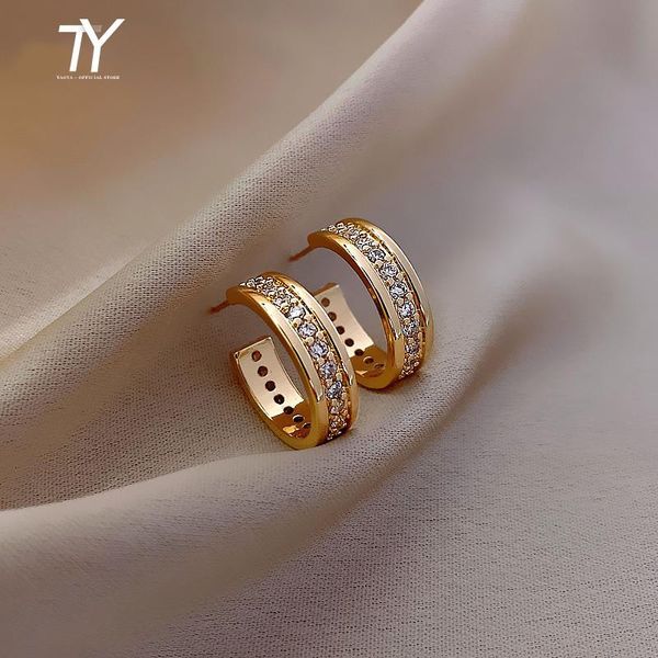 

dangle & chandelier simple copper alloy inlaid zircon gold small earrings fashion korean jewelry for woman 2021 party girl's luxury, Silver