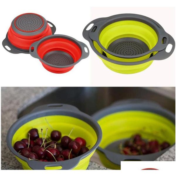 

2pcs/set collapsible sile colander folding mesh colander fruit vegetable strainer home kitchen qylusz bdetoys