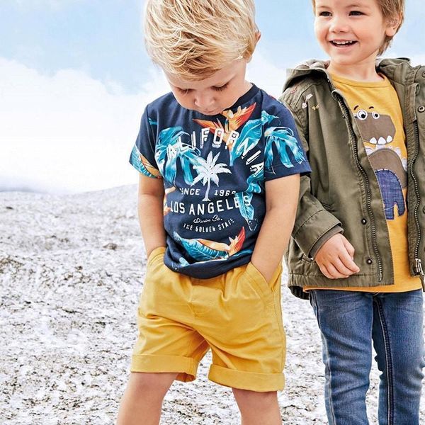 

baby boys sets leaves print beach style 2pcs for children boys suits t-shirt shorts summer cotton casual fashion kids outfits1, White