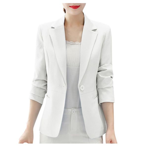 

elegant white blazer women suit office ladies jacket suit blazer mujer slim fit single button solid d91023, White;black