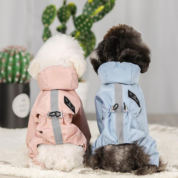 

reflective dog raincoat waterproof dog clothes jacket puppy chihuahua jumpsuit costume small medium dogs rain coat hoode sqcuea