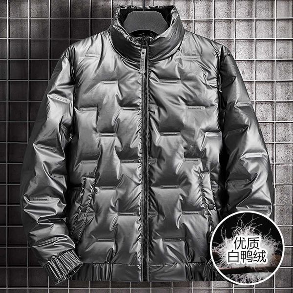 

20 winter new men's fashion bright face thiened short stand collar white down jaet, Black