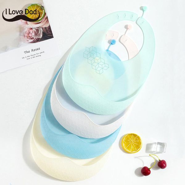 

hair accessories soft solid color baby bibs silicone waterproof girl boy bib adjustable kids children stereo feeding saliva towel, Slivery;white