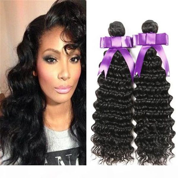 

8a peruvian deep wavy human hair 100% unprocessed natural color 3pc peruvian deep wave hair with large stock, Black;brown