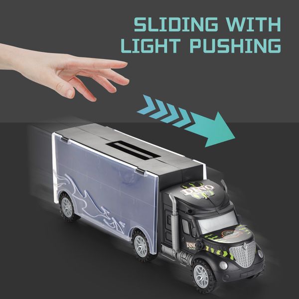 

transporter 6 wheel small truck carry case toys sliding trailer with dinosaur & car toy set