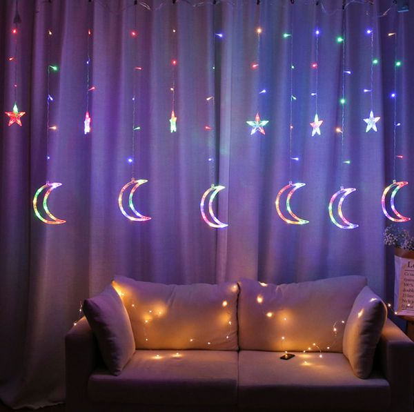 Das neueste LED1-Set dekorativer LED-Lichterketten, Sterne, Mond, Vorhanglichter, Weihnachtstagsbeleuchtungsdekoration, kostenloser Versand