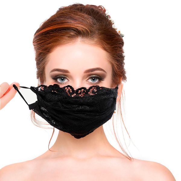 

new fabric 1pc ladies flower embroidery face lace masks mesh thin breathable mascarillas lavable mask reusable facemask